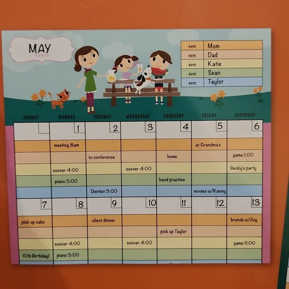 NEW Family Calendar Undated Grid Format